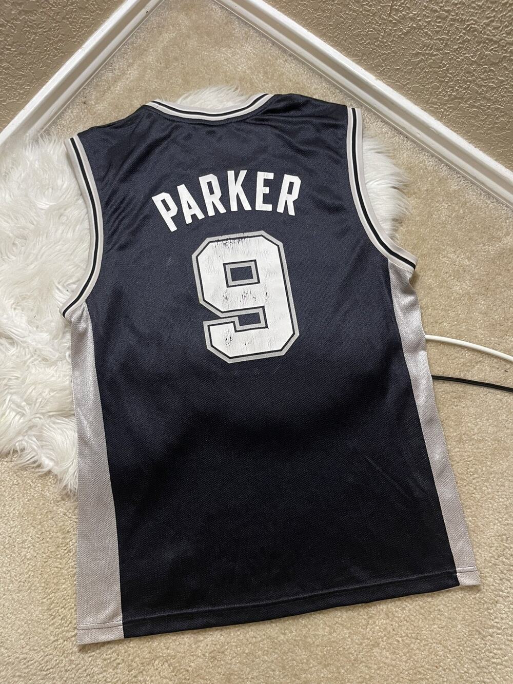 VTG NBA Adidas San Antonio Spurs Tony Parker Jersey 9 Men M SEWN Black